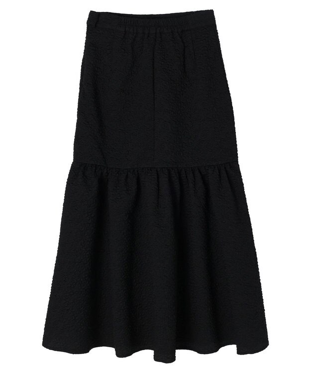 earth music&ecology エンボスフラワー　切替ボリュームスカート Black