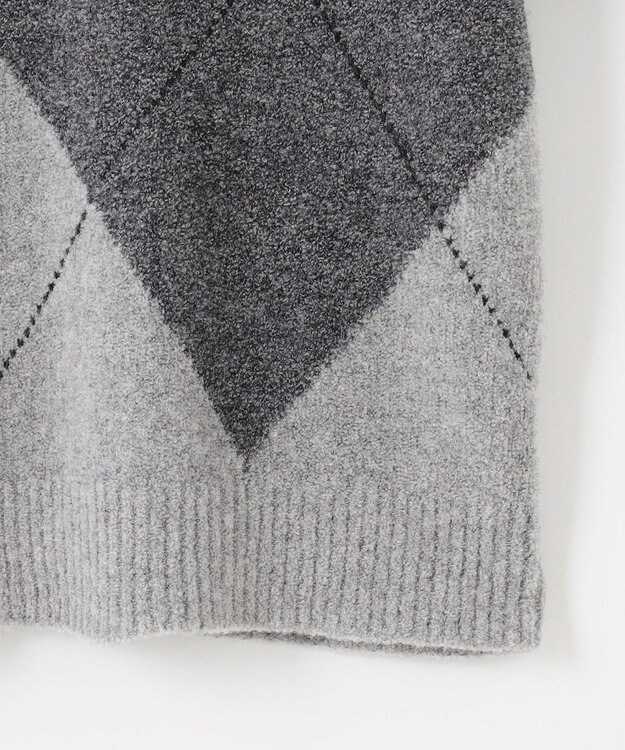 JOSEPH ABBOUD 【インポート素材/ソフトな肌触り/軽量】MOUSSE アーガイル クルーネック セーター ライトグレー系7