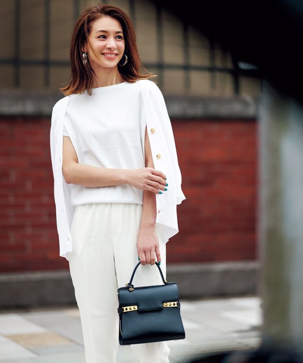 UNFILO 【ストレッチ/洗える】出会えるパンツ テーパード アイボリー系