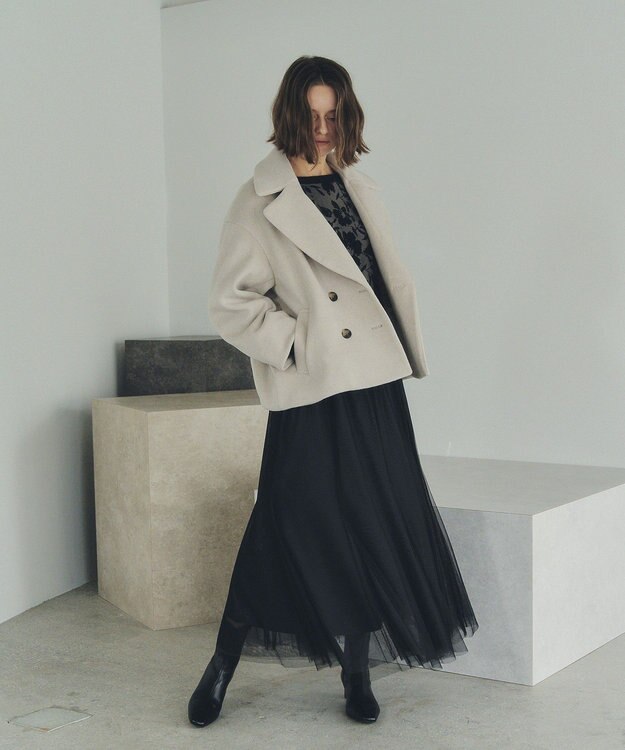 YECCA VECCA レイヤードチュールマーメイドスカート Charcoal Gray