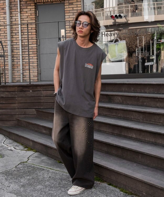 WEGO 【ユニセックス着用ITEM/MLサイズ展開】ヴィンテージライクグラフィックノースリーブ 柄4