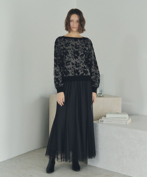 YECCA VECCA レイヤードチュールマーメイドスカート Charcoal Gray