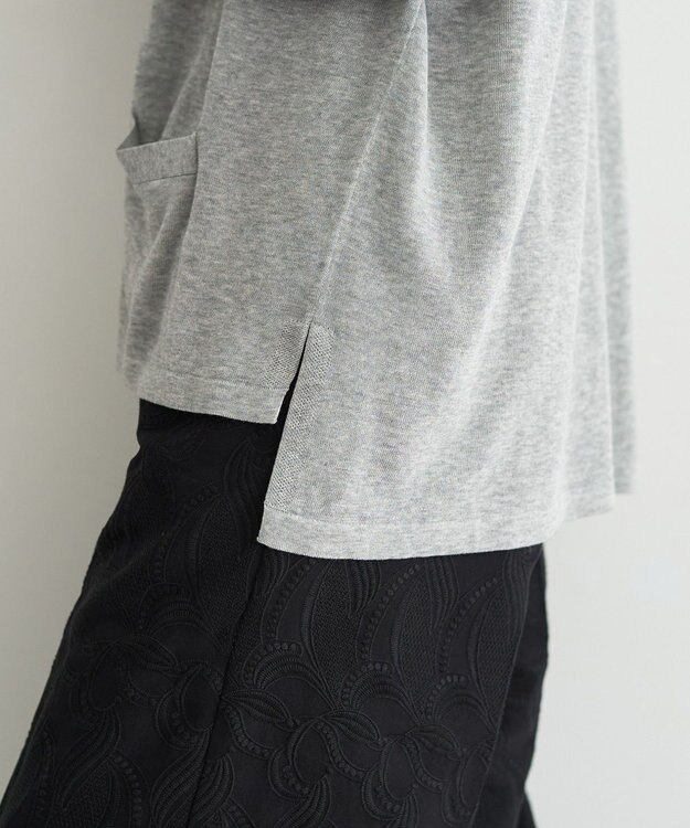 YECCA VECCA ハイゲージミドル丈Vネックカーディガン Light Gray