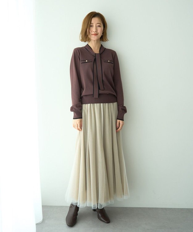 YECCA VECCA レイヤードチュールマーメイドスカート Beige