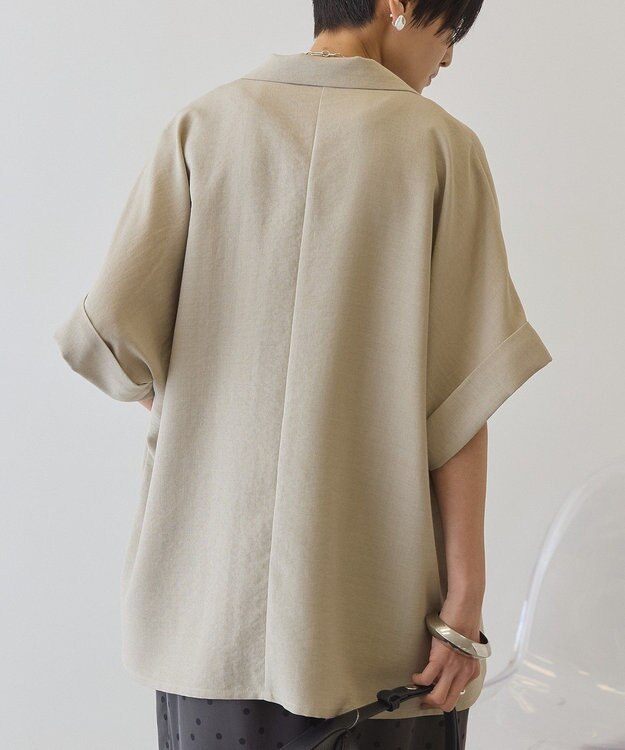 AMERICAN HOLIC 【先行予約】【イージーケア】リネンライク半袖ジャケット Gray Beige