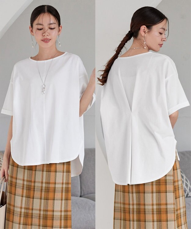 Tiaclasse 【接触冷感・UVカット・吸水速乾・洗える】バックシャンカットソープルオーバー オフホワイト