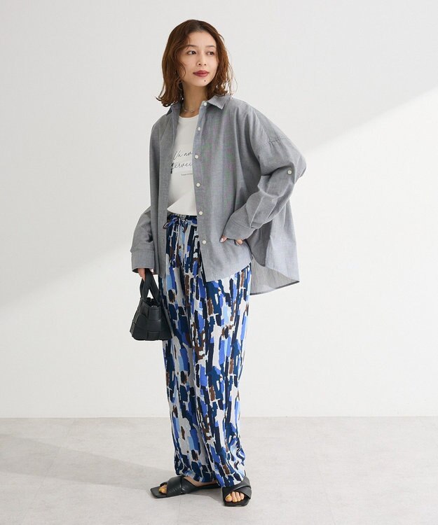 Green Parks 綿麻混シャツ Gray