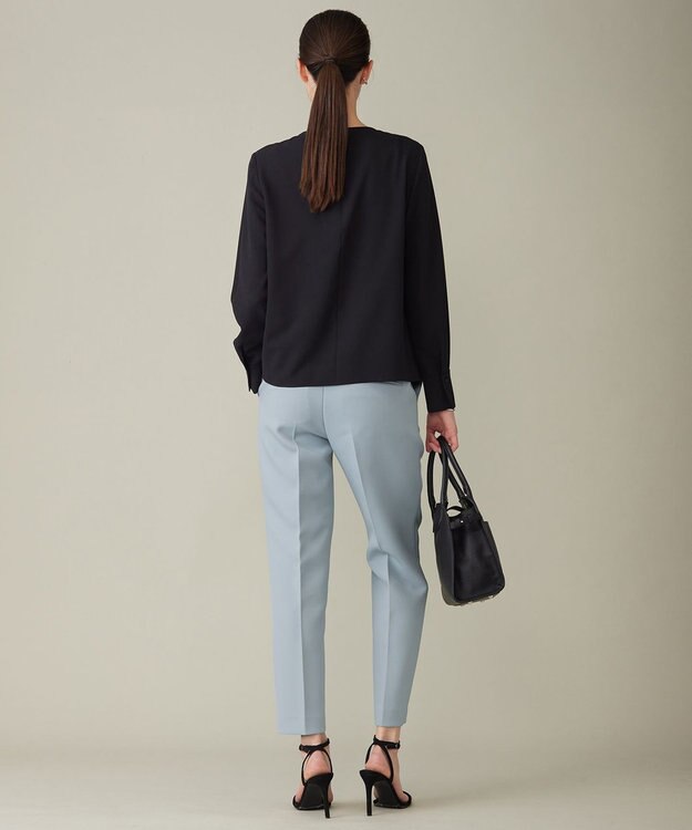 ICB L 【洗える】 ストレッチジョーゼット ブラウス ブラック系