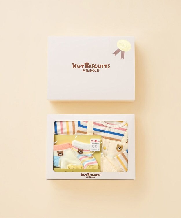 MIKI HOUSE HOT BISCUITS カバーオール＆ローカットソックスギフトセット【BOX付き】 マルチカラー