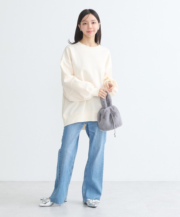 earth music&ecology ダンボールニットバックＺＩＰチュニック Ivory