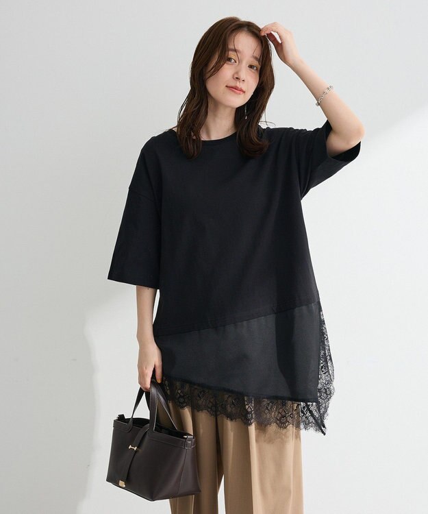 Green Parks レースドッキングＴシャツ Black