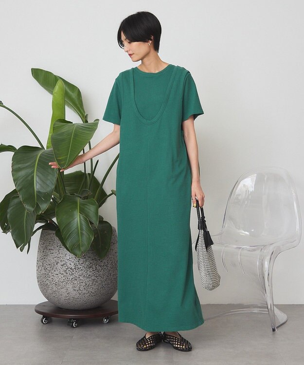 AMERICAN HOLIC 【2点セット】Tシャツ＋Uネックワンピース Green