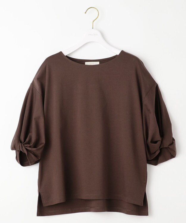 ANY SIS シルケットスムースツイストスリーブ カットソー ブラウン
