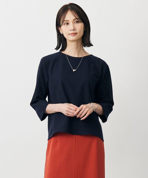 J.PRESS LADIES ラメ針抜き カットソー ネイビー系