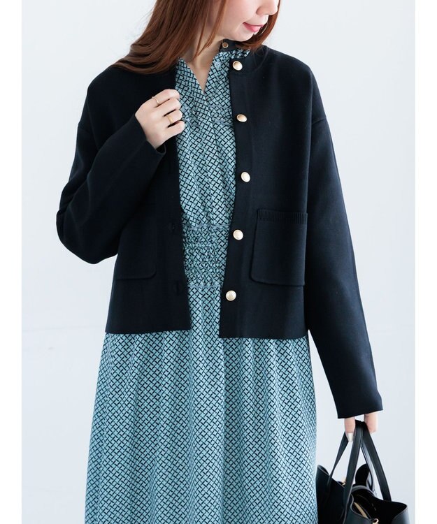 Te chichi ミラノリブポケットクルーカーディガン ブラック