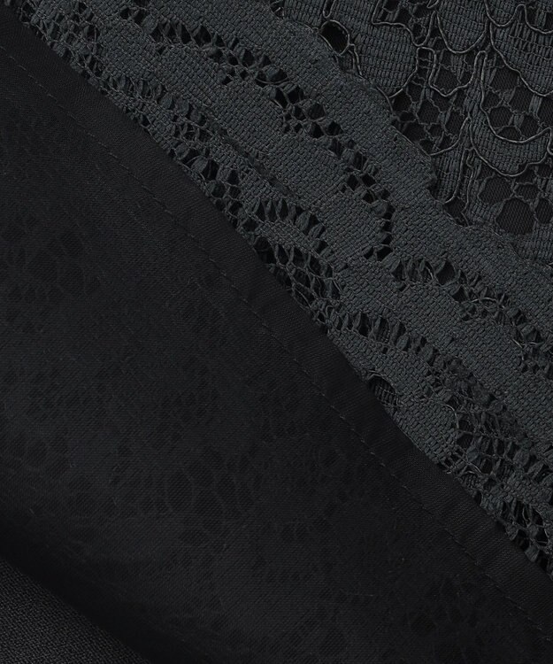 自由区 【洗える】クレープストレッチレースコンビ ニット バーント