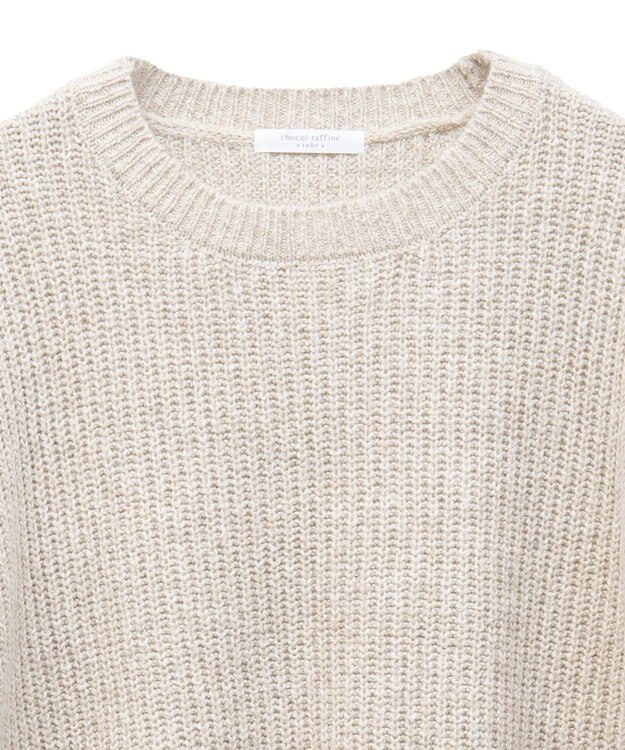 Green Parks Ｍｉｘ配色畦ニットプルオーバー Beige