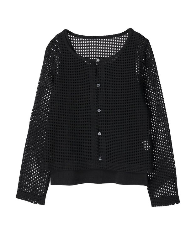 earth music&ecology ＳＥＴ２点メッシュカーディガン＋インナー Black