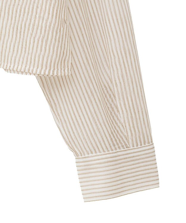 earth music&ecology メッシュストライプショートシャツ Beige