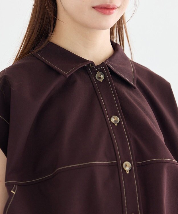 earth music&ecology コクーンフォルムシャツ Brown
