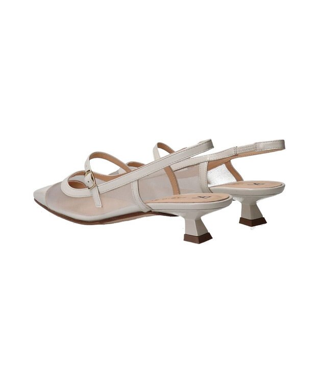 INTER-CHAUSSURES 【FABIO RUSCONI】ワンストラップネットバックバンドパンプス オフホワイトコンビ