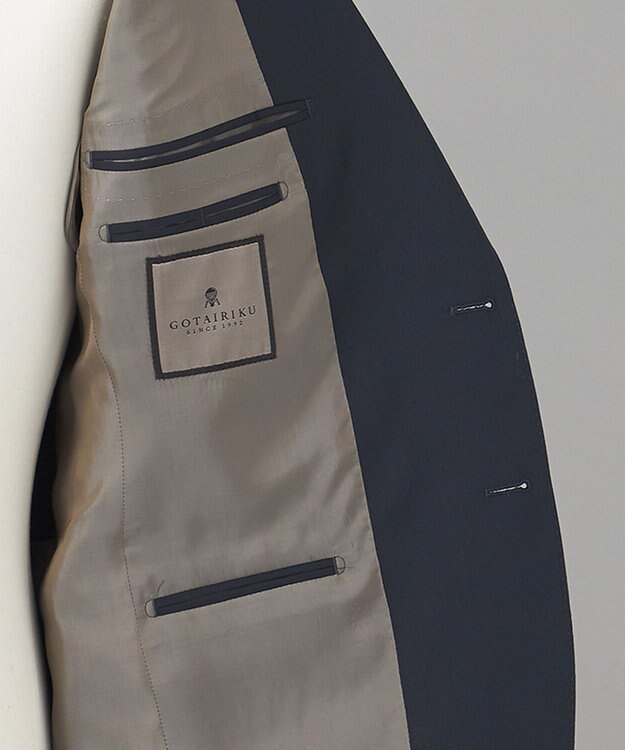 GOTAIRIKU オールシーズン対応【御幸毛織】WOOL×SOLOTEX ストレッチスーツ（ネイビーストライプ） ネイビー系1