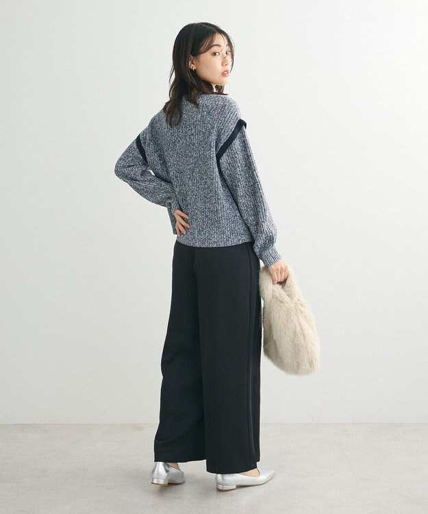 Green Parks Ｍｉｘ配色畦ニットプルオーバー Blue