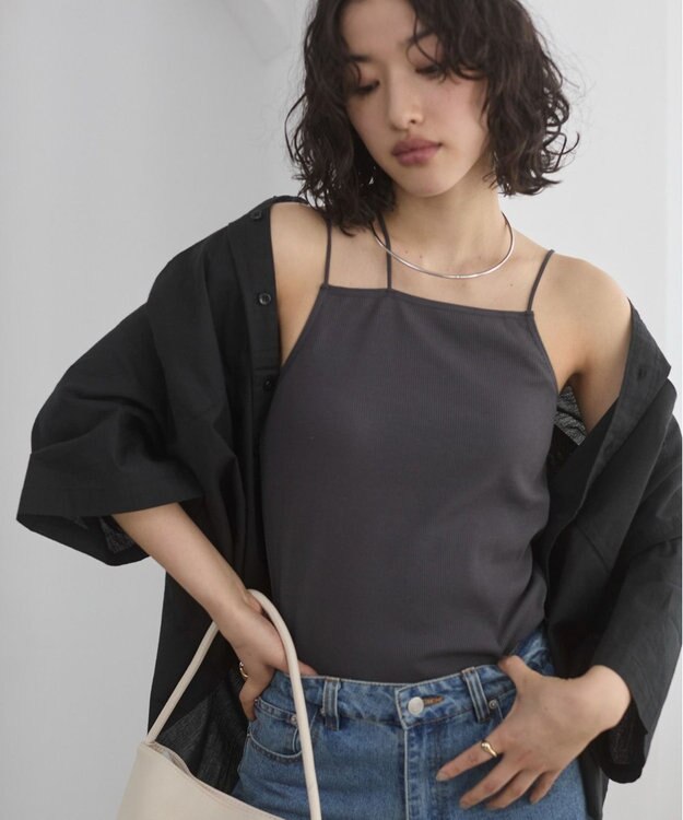 WEGO 【ANGIE VINTAGE/SMLサイズ展開】ストラップカップ付きベアキャミソール ブラック中濃色