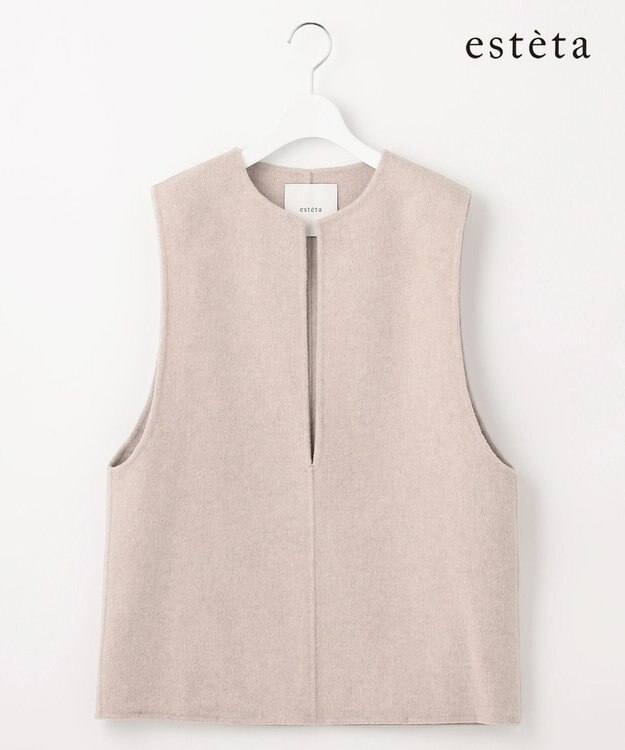 23区 【エステータ】ブラッシュドラムズウール ベスト トップベージュ系