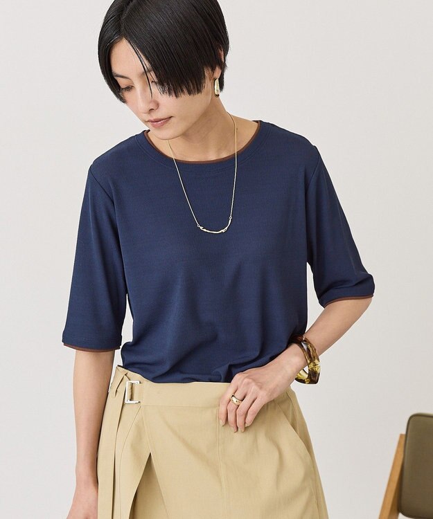 AMERICAN HOLIC シアーリブ配色プルオーバー Navy