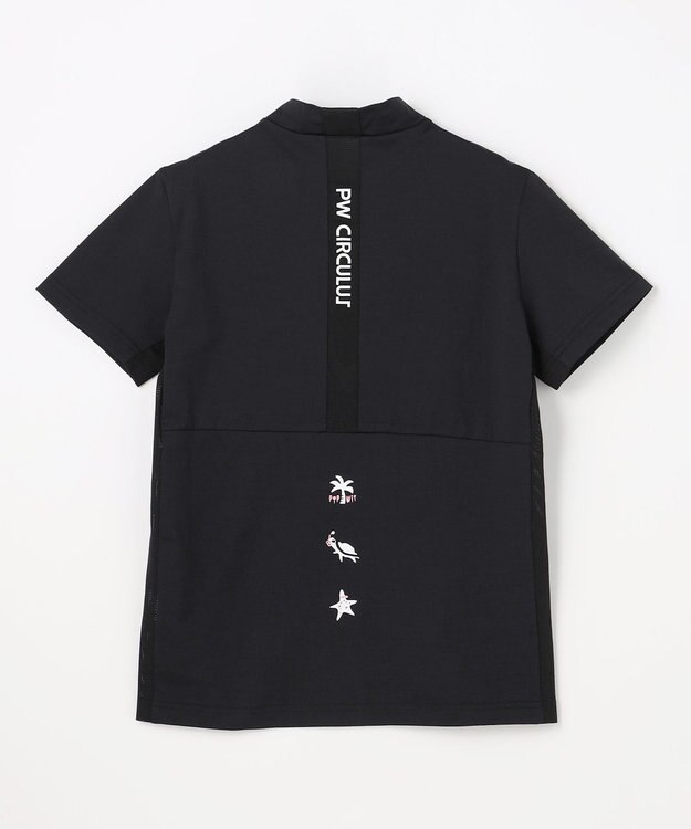 PW CIRCULUS 【WOMEN】メッシュコンビ モックネックT ゴルフウェア レディース ブラック系