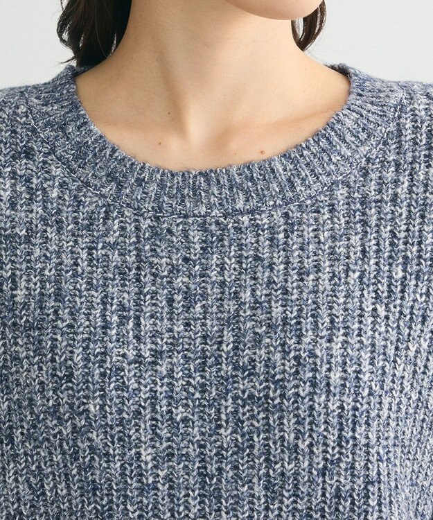 Green Parks Ｍｉｘ配色畦ニットプルオーバー Blue