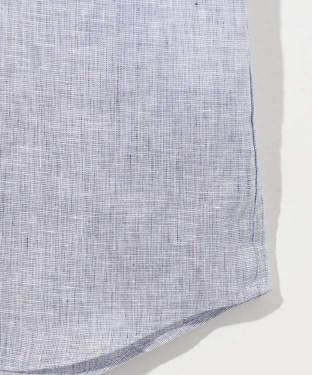 JOSEPH ABBOUD 【麻100％・軽い・涼しい】 モイスチャーリネンバンドカラーシャツ サックスブルー系