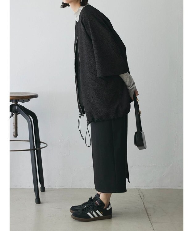 Green Parks AnriettMusee フロントジップジャガードブルゾン Black