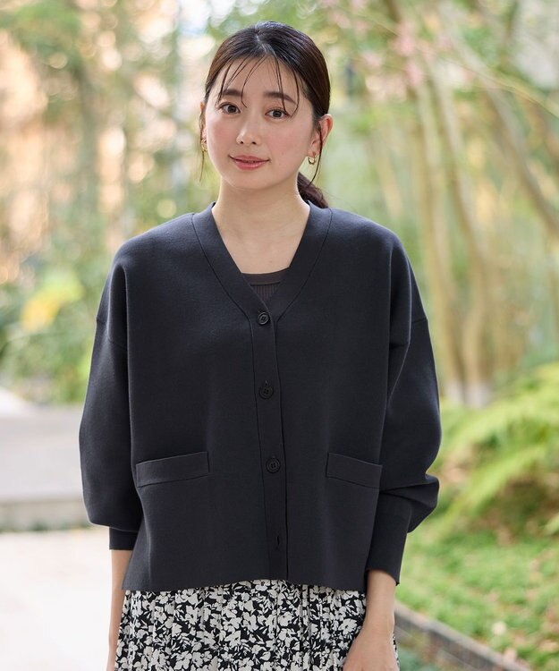 ANY L ミラノリブニットカーディガン チャコール