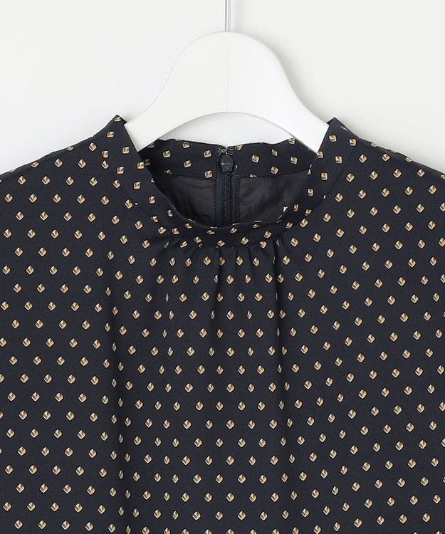 J.PRESS LADIES L 【洗える】ジオメトリックプリント ワンピース ネイビープリント系