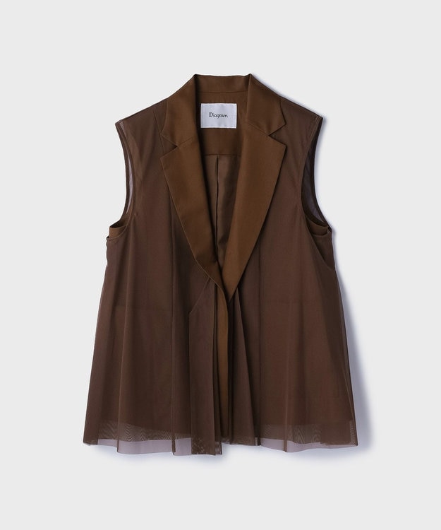 GRACE CONTINENTAL チュールオーバーベスト ブラウン
