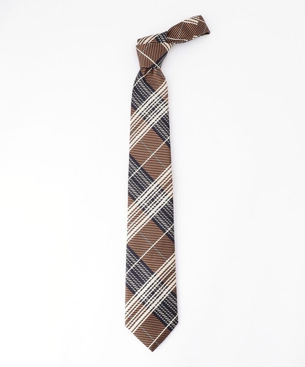 JOSEPH ABBOUD 【日本製】タータンチェック ネクタイ ダークブラウン系