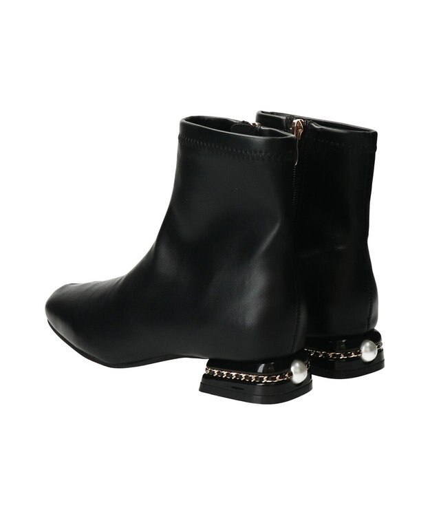 Bridget Birkin 【Bridget Birkin】パールチェーンヒールストレッチショートブーツ ブラック