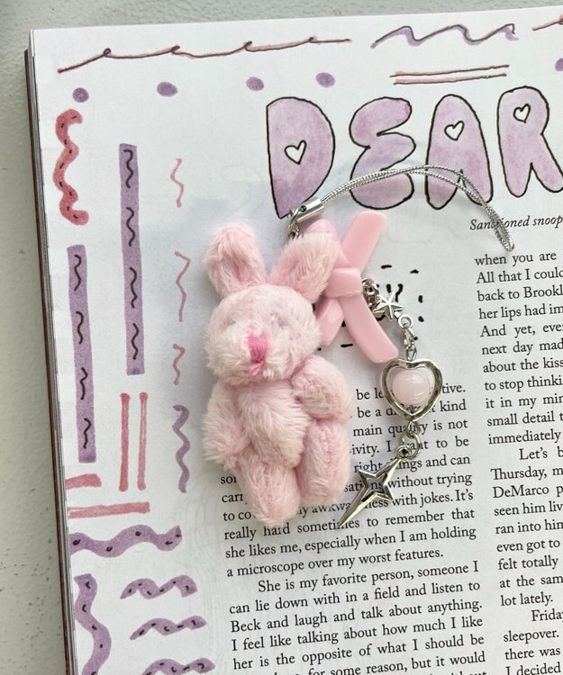 WEGO ミニうさぎビーズストラップキーホルダー ピンク