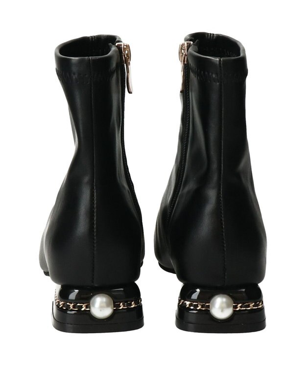 Bridget Birkin 【Bridget Birkin】パールチェーンヒールストレッチショートブーツ ブラック