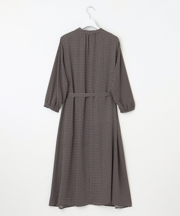 23区 L 【洗える】スクエアチェーンプリント ワンピース キャメル系