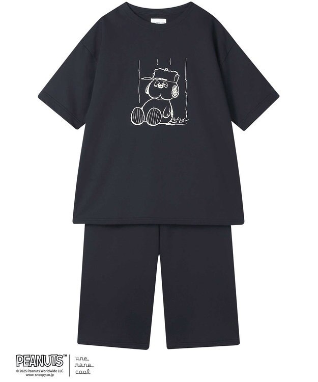 une nana cool 【綿100％】度詰コーマシルケットミニ裏毛パジャマ PEANUTS × une nana cool OB