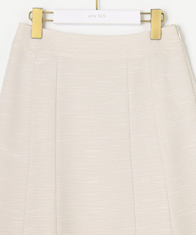 ANY SIS 【セットアップ対応】リップルボーダー フレア スカート シャンブレーベージュ