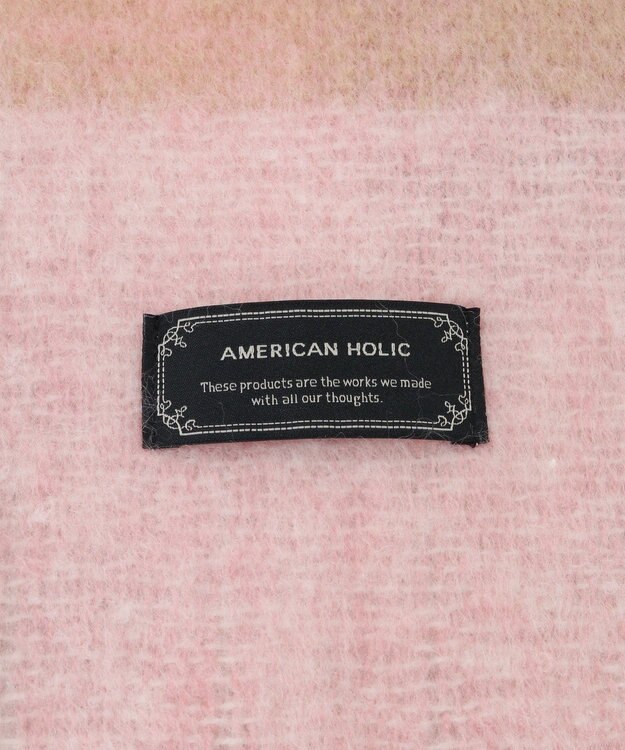 AMERICAN HOLIC シャギーチェックＢＩＧマフラー Pink