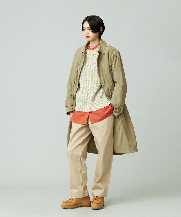 J.PRESS YORK STREET 【UNISEX】ナイロンワッシャーステンカラーコート ベージュ系