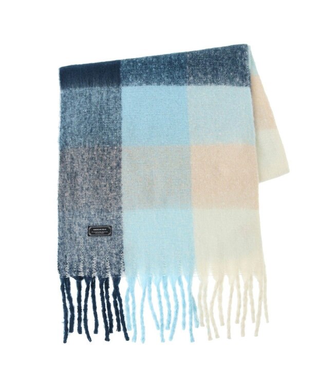 AMERICAN HOLIC シャギーチェックＢＩＧマフラー Blue