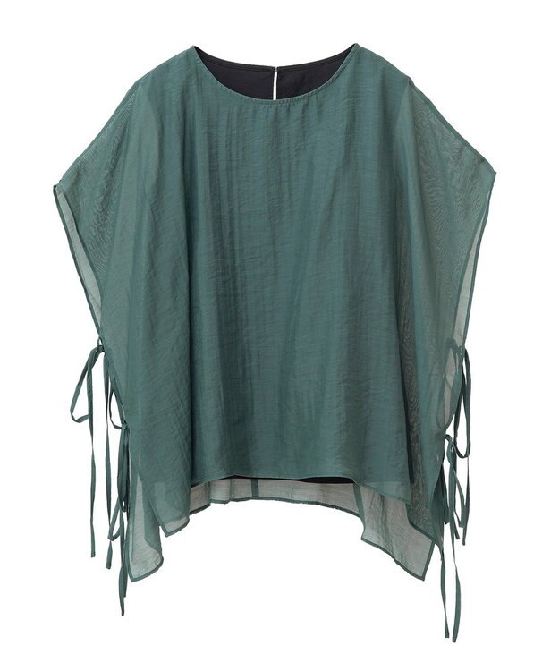 YECCA VECCA サイドリボンシアーレイヤードプルオーバー Dark Green