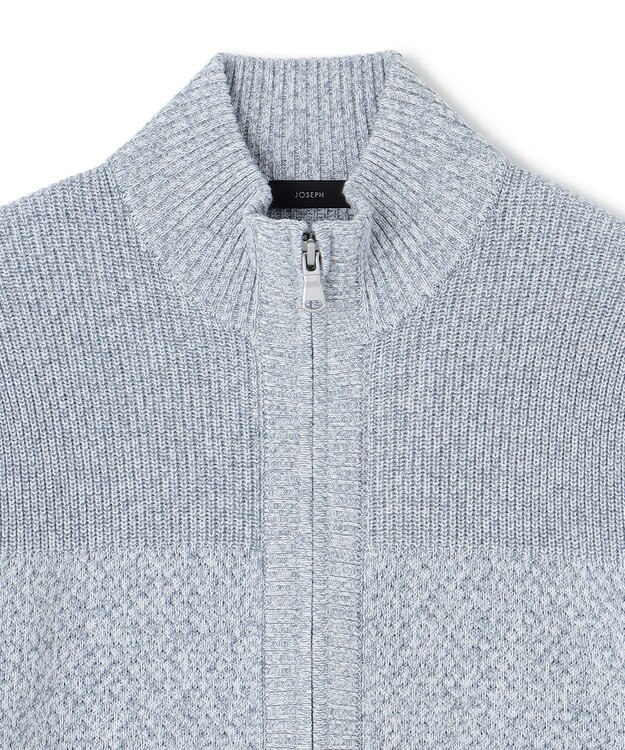JOSEPH HOMME シルクバルキーハニカム　ジップアップニット サックスブルー系