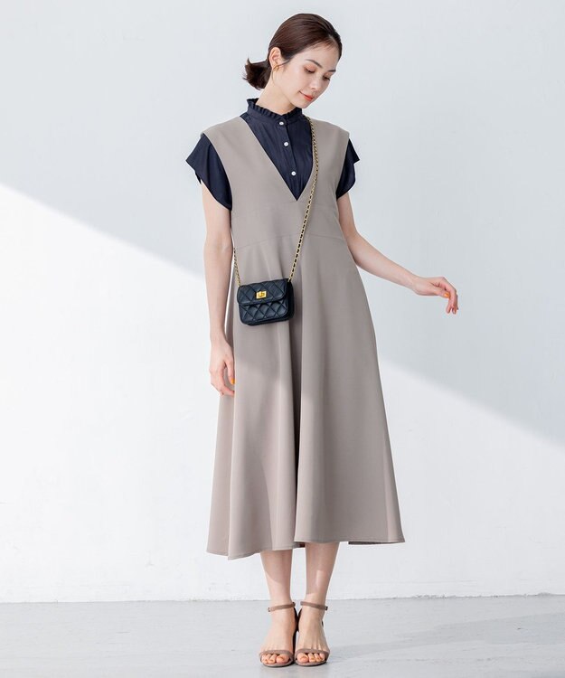 組曲 【大人気シリーズ】ギャザーライトデシン ブラウス ブラック系